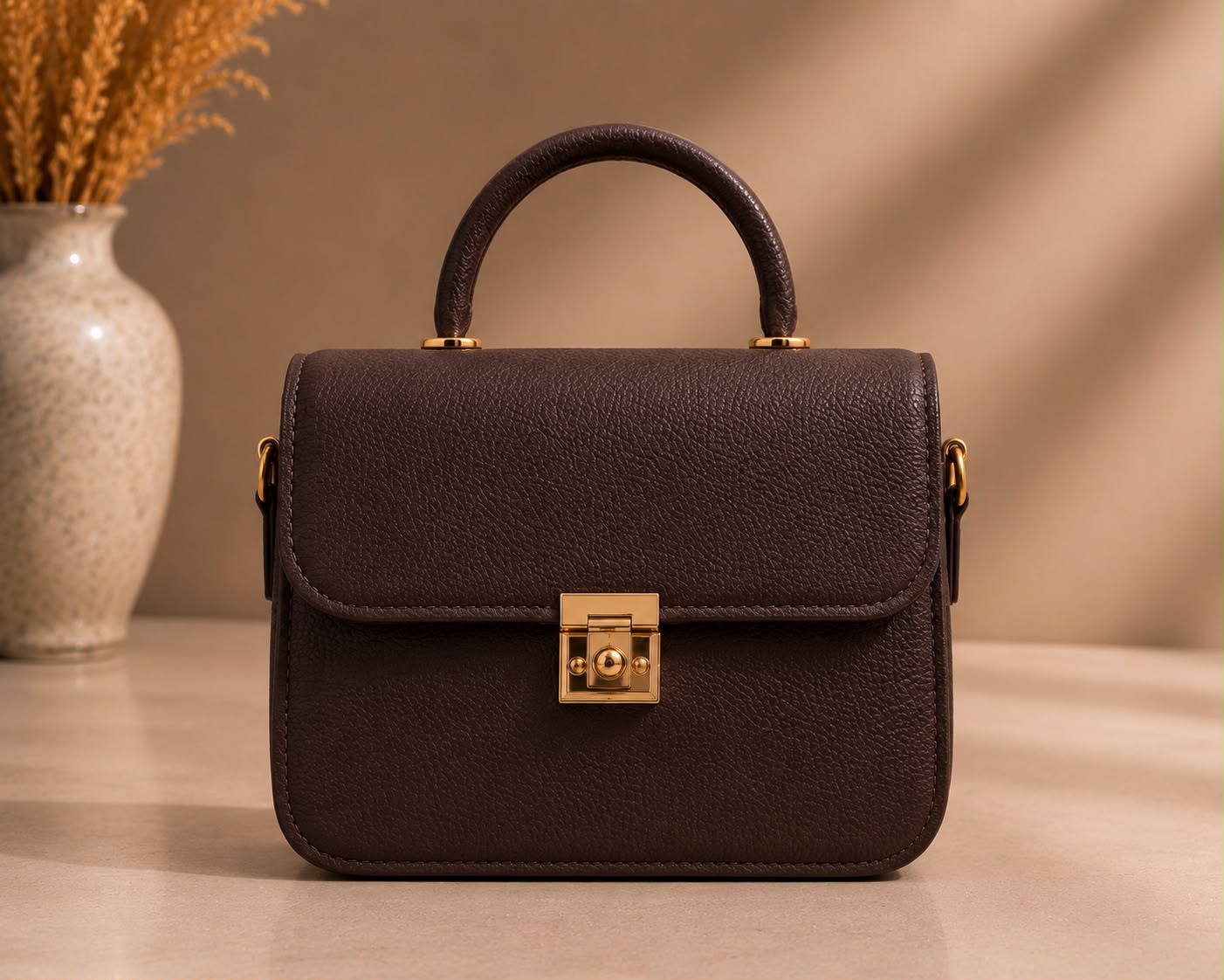 DAAG Lavito chocolate leather top-handle bag